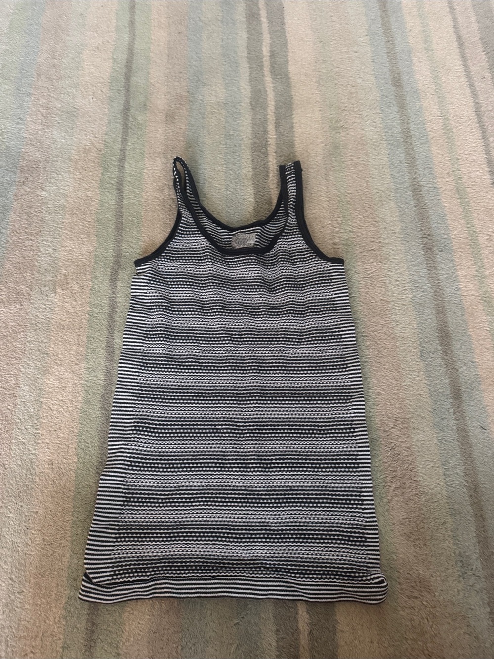 Athleta Black and White Striped Knit Tank